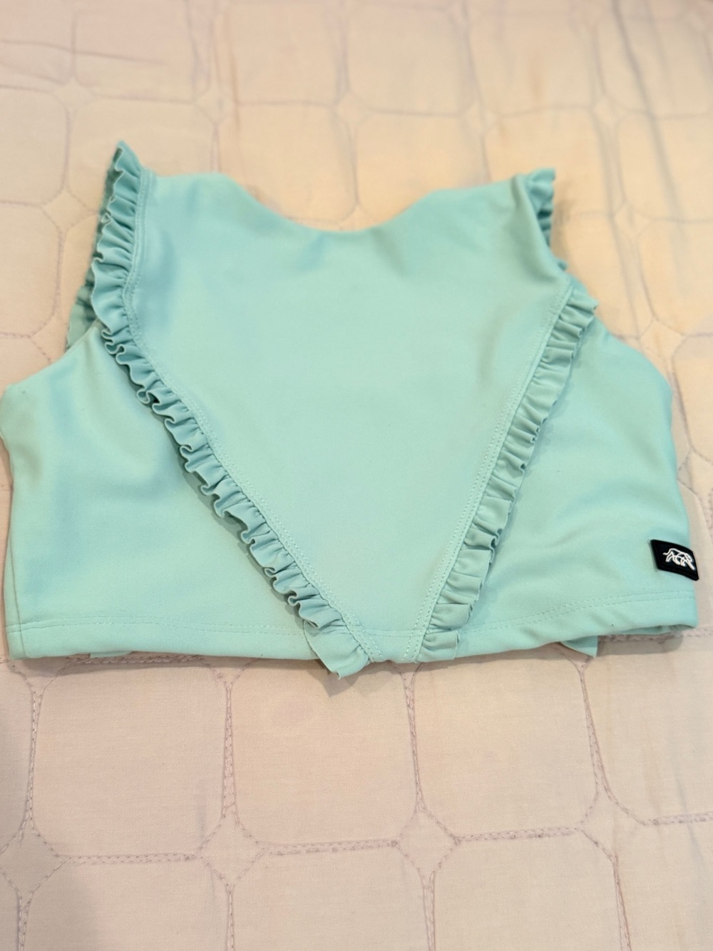 Girls Mint Ruffle Crop Swim Top - Kids